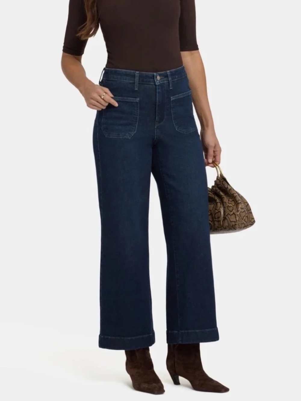 NEW NYDJ Teresa Wide Leg Jeans Size 4 Stretch Blue Denim